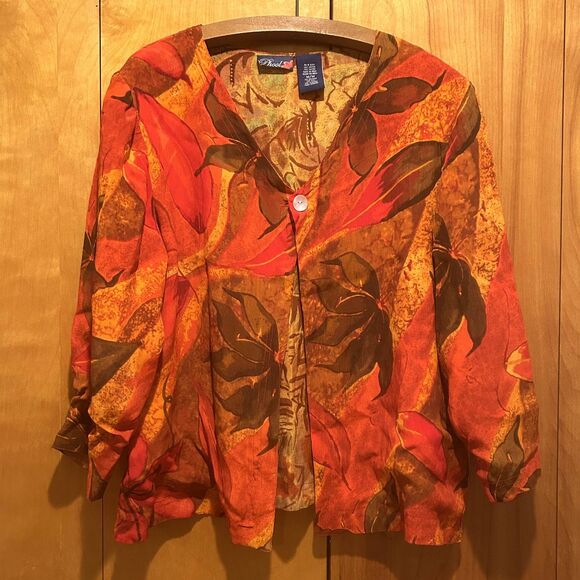 Phool Jackets & Blazers - Phool Womens Artsy Lightweight Jacket-Colorful Art to Wear-Sz M-Leaf Print‎